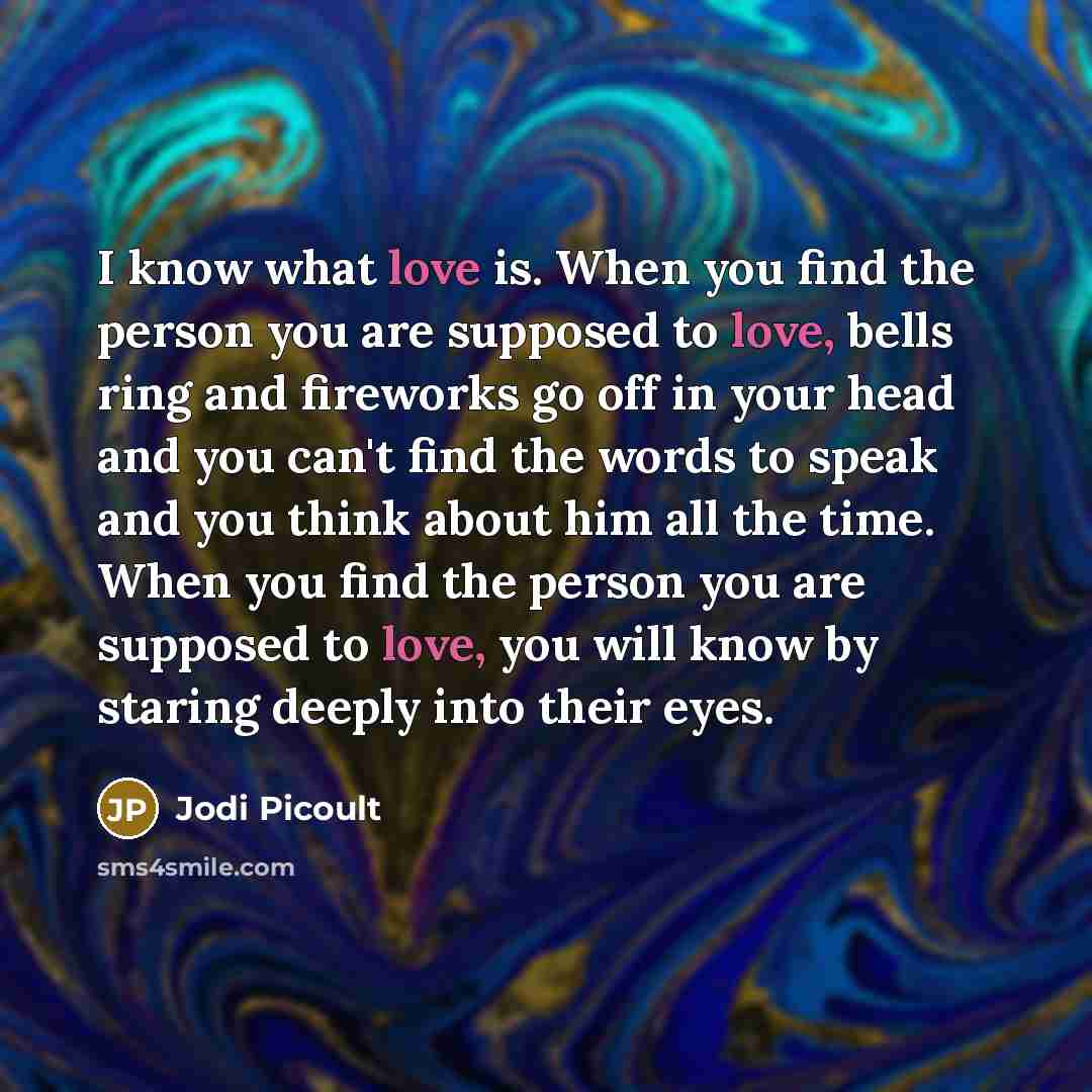 “I know what love is. When you find the person…” quote by Jodi Picoult