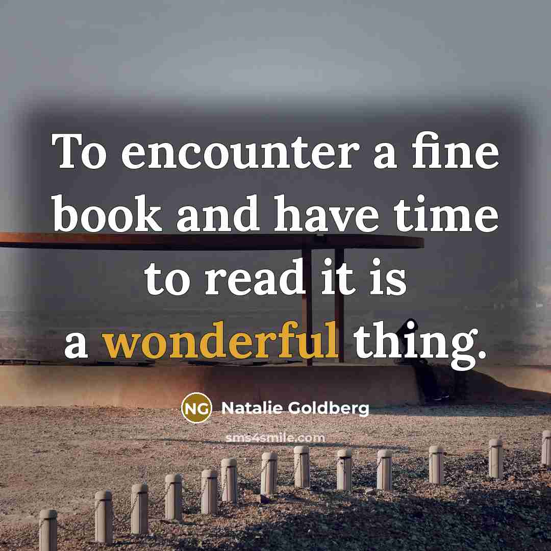“To encounter a fine book and have time to read…” quote by Natalie Goldberg