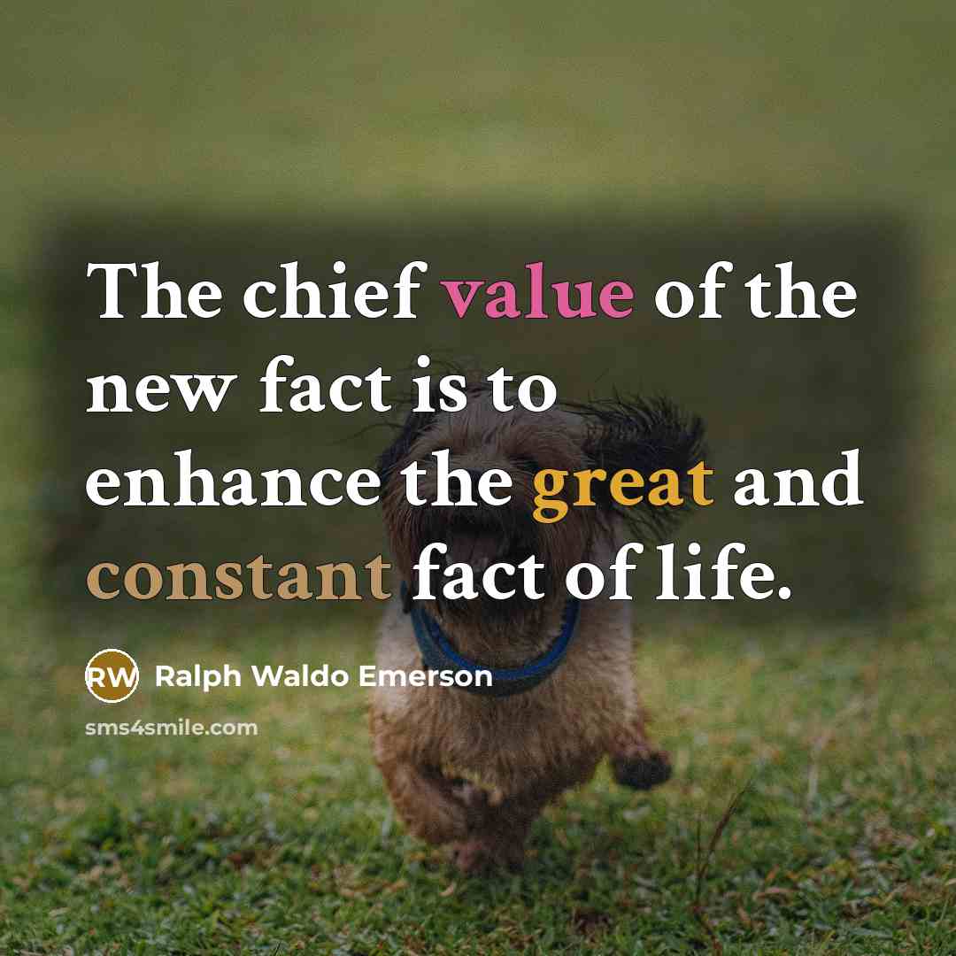 “The chief value of the new fact is to enhance…” quote by Ralph Waldo Emerson