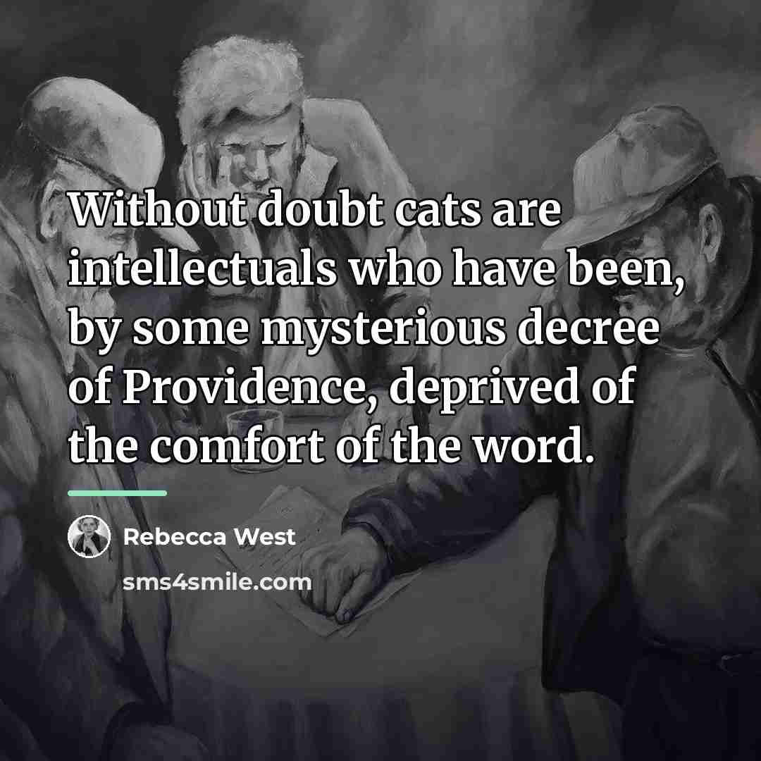 “Without doubt cats are intellectuals who have been, by some…” quote by Rebecca West