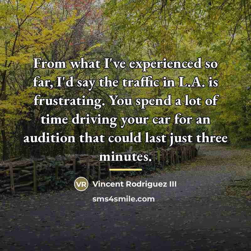 “From what I've experienced so far, I'd say the traffic…” quote by Vincent Rodriguez III