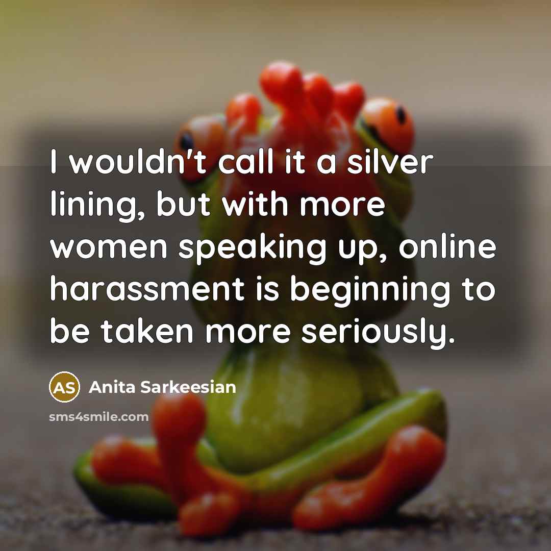 “I wouldn't call it a silver lining, but with more…” quote by Anita Sarkeesian
