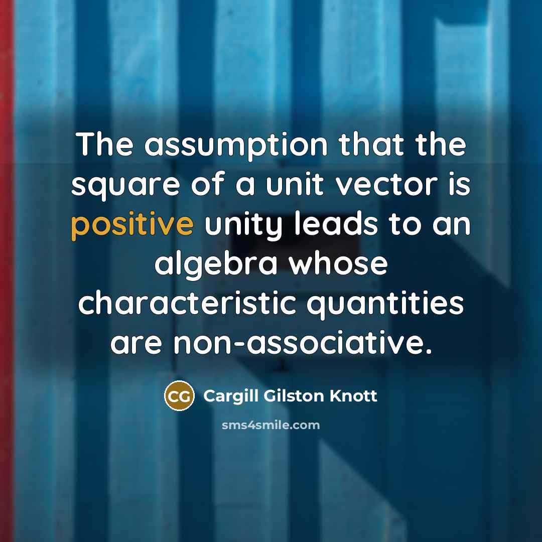 “The assumption that the square of a unit vector is…” quote by Cargill Gilston Knott