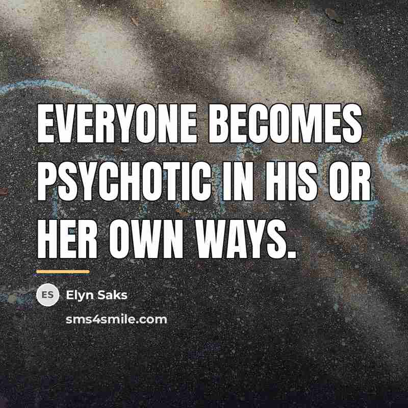 “Everyone becomes psychotic in his or her own ways.…” quote by Elyn Saks