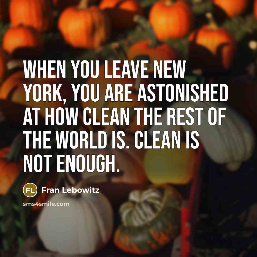 “When you leave New York, you are astonished at how…” quote by Fran Lebowitz