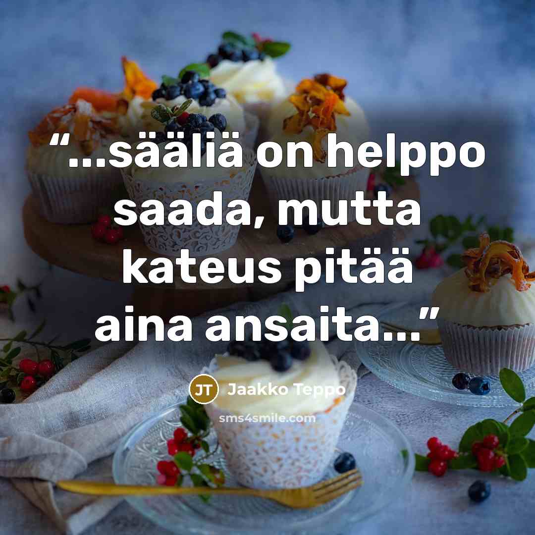 “...sääliä on helppo saada, mutta kateus pitää aina ansaita...” quote by Jaakko Teppo