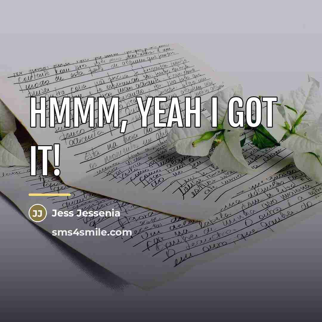 “HMMM, YEAH I GOT IT!…” quote by Jess Jessenia