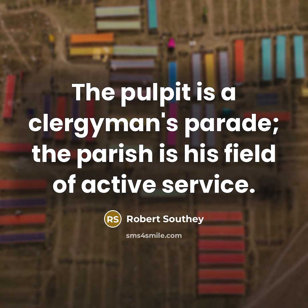 “The pulpit is a clergyman's parade; the parish is his…” quote by Robert Southey