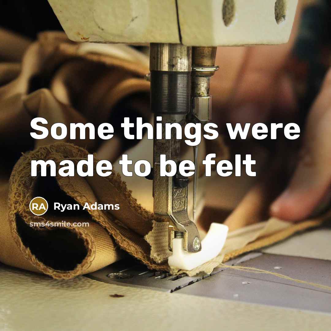 “Some things were made to be felt…” quote by Ryan Adams