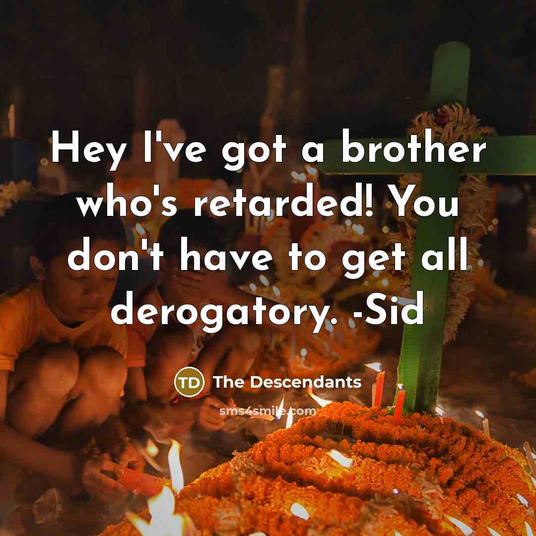 “Hey I've got a brother who's retarded! You don't have to get all derogatory. -Sid” quote by The Descendants