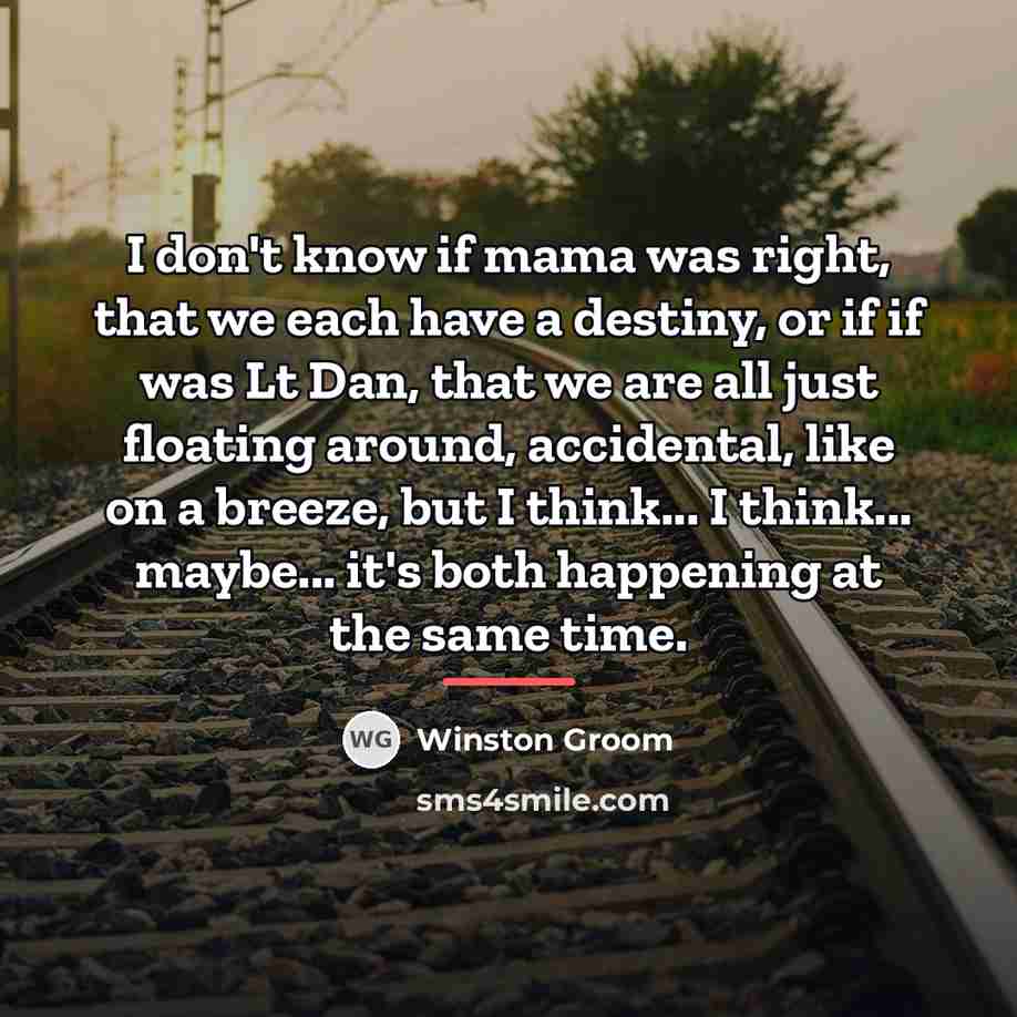 “I don't know if mama was right, that we each…” quote by Winston Groom