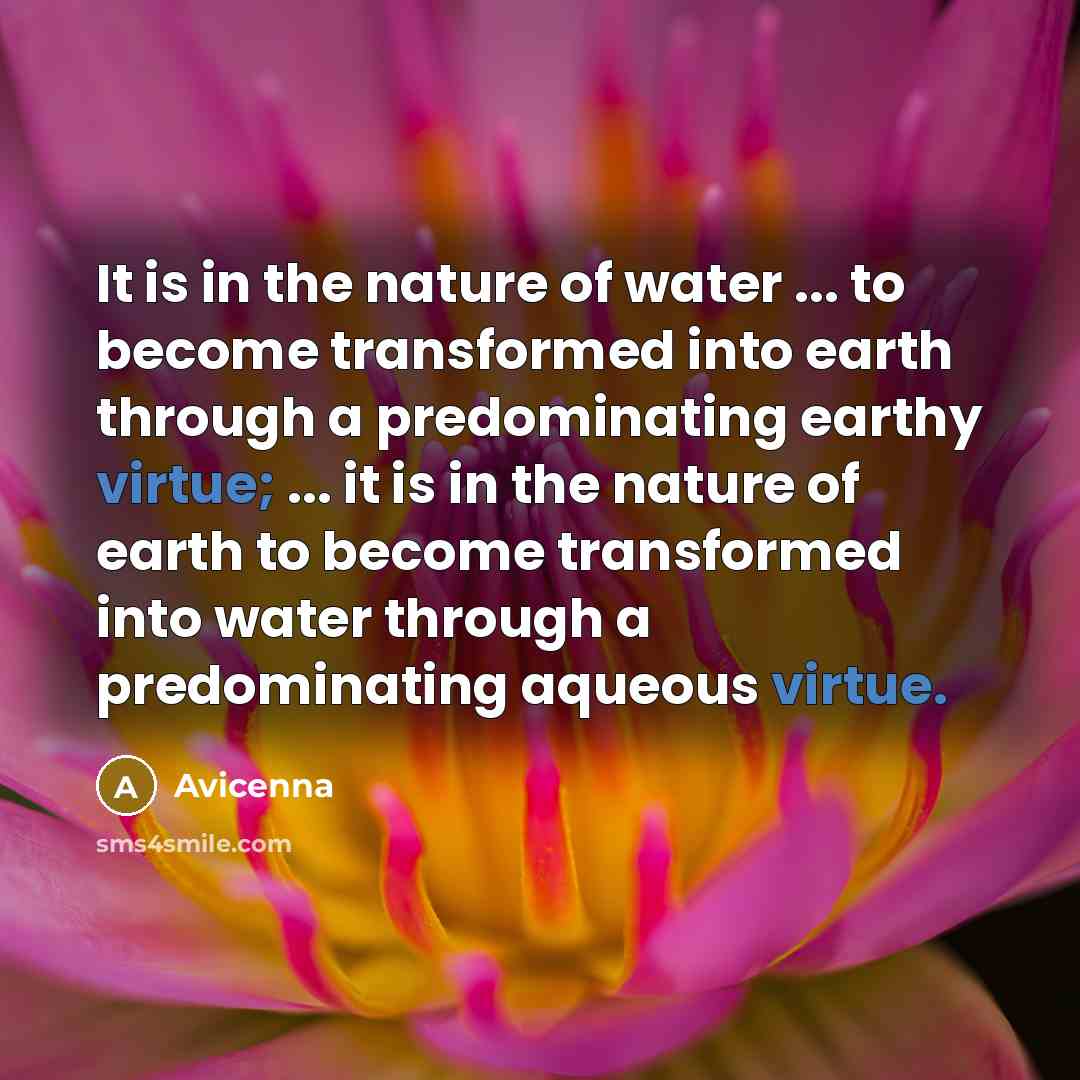 “It is in the nature of water ... to become…” quote by Avicenna