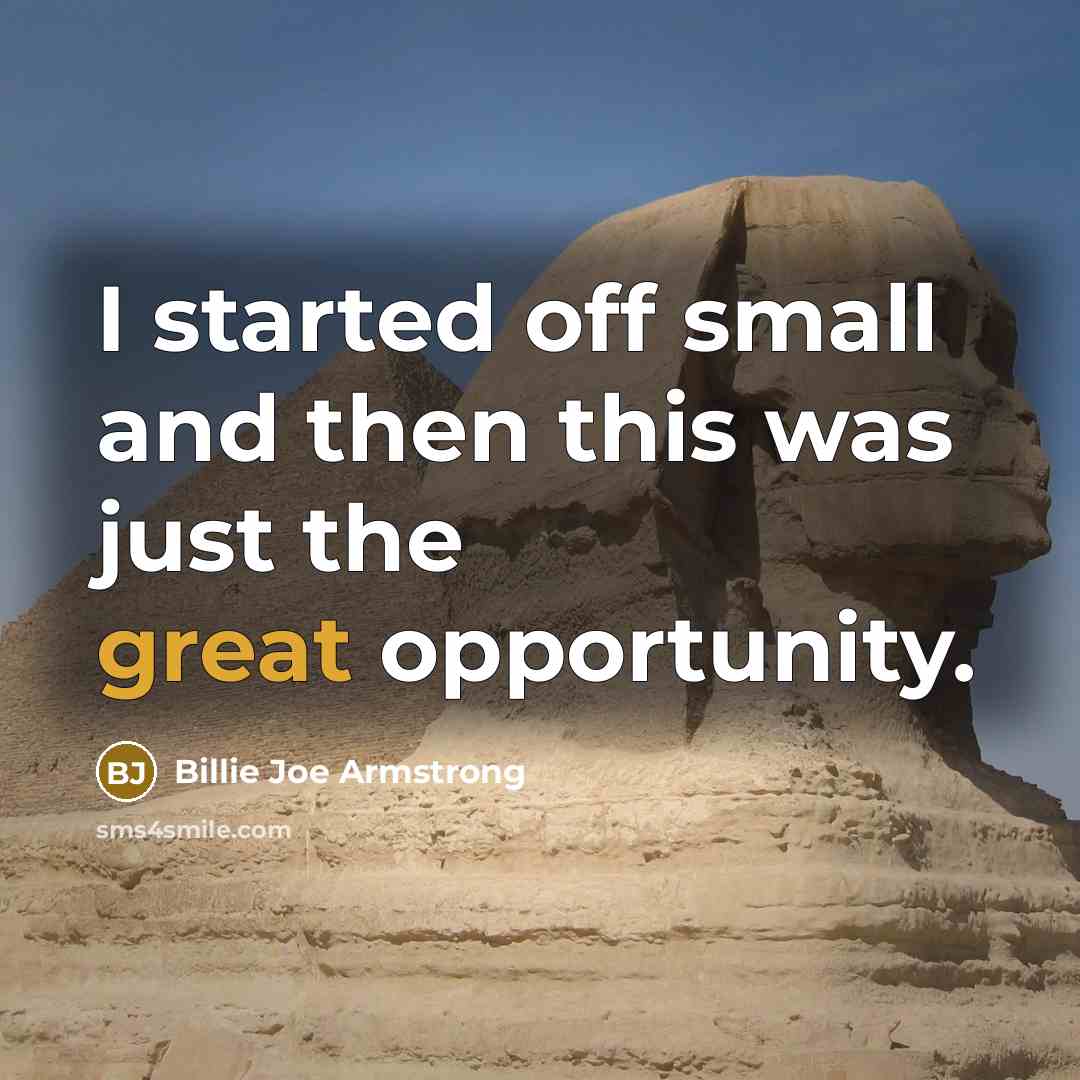 “I started off small and then this was just the…” quote by Billie Joe Armstrong