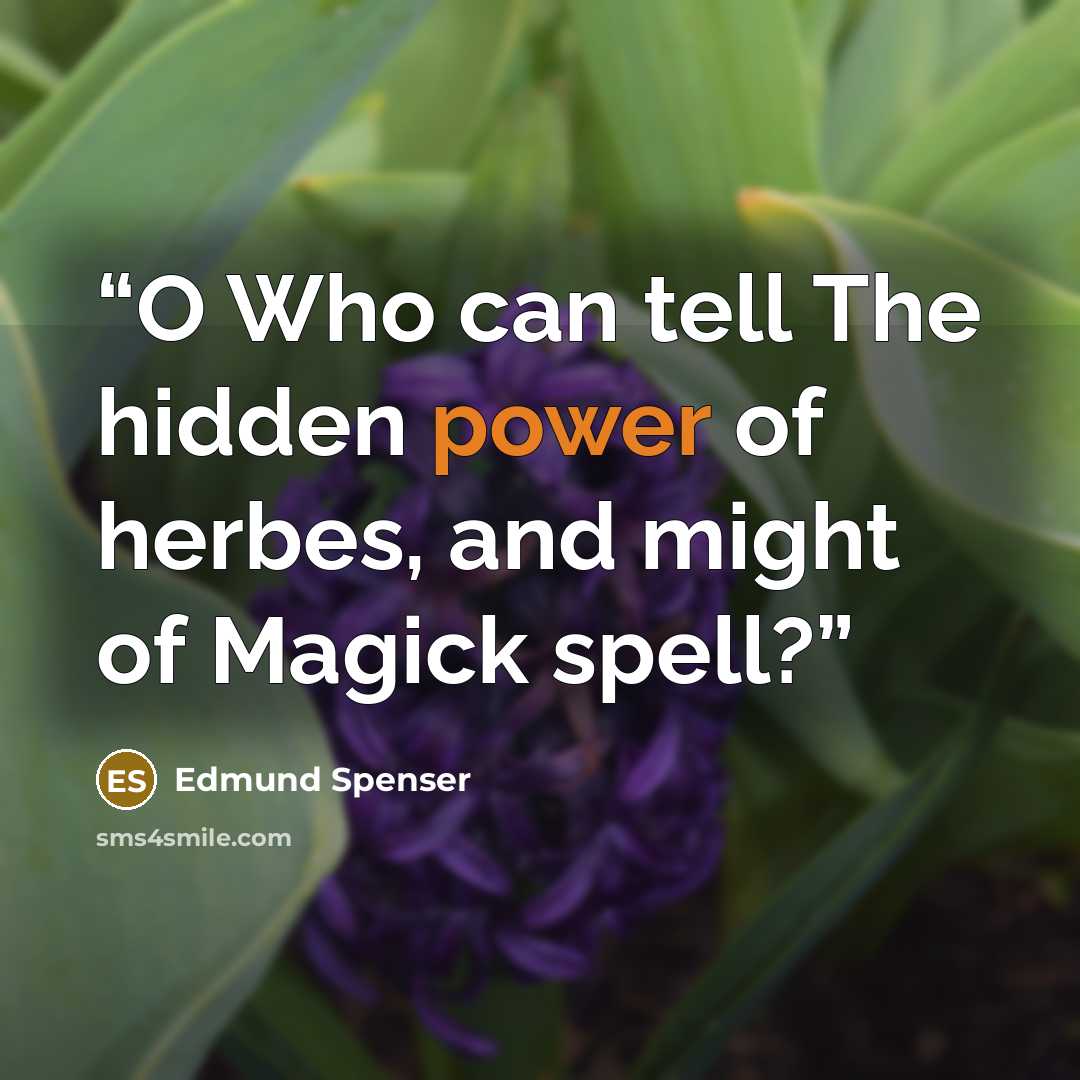 “O Who can tell The hidden power of herbes, and might of Magick spell?” quote by Edmund Spenser
