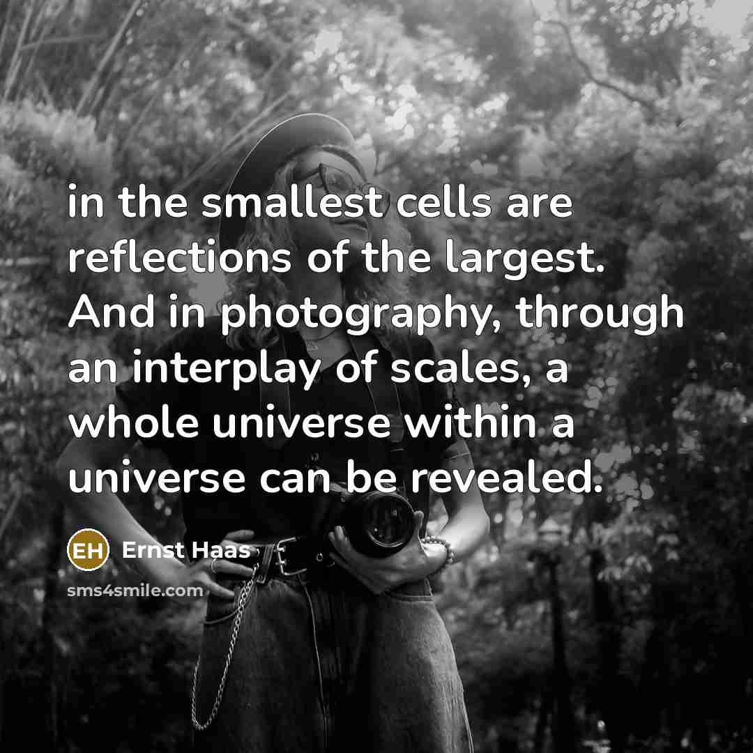 “in the smallest cells are reflections of the largest. And…” quote by Ernst Haas