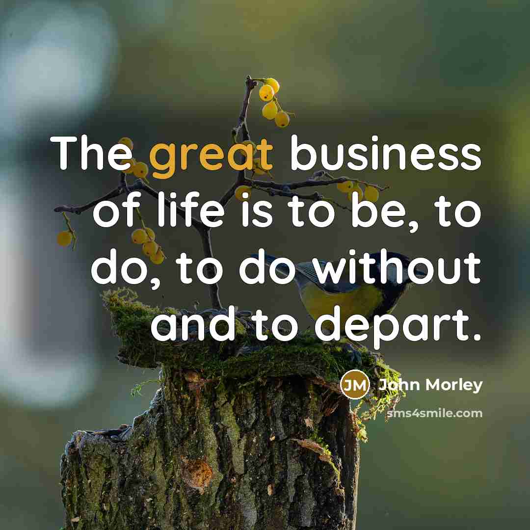 “The great business of life is to be, to do,…” quote by John Morley