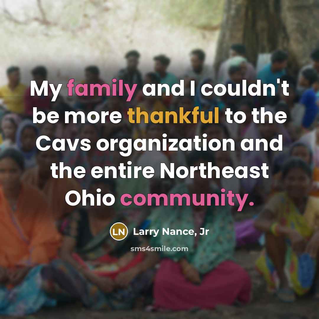 “My family and I couldn't be more thankful to the…” quote by Larry Nance, Jr