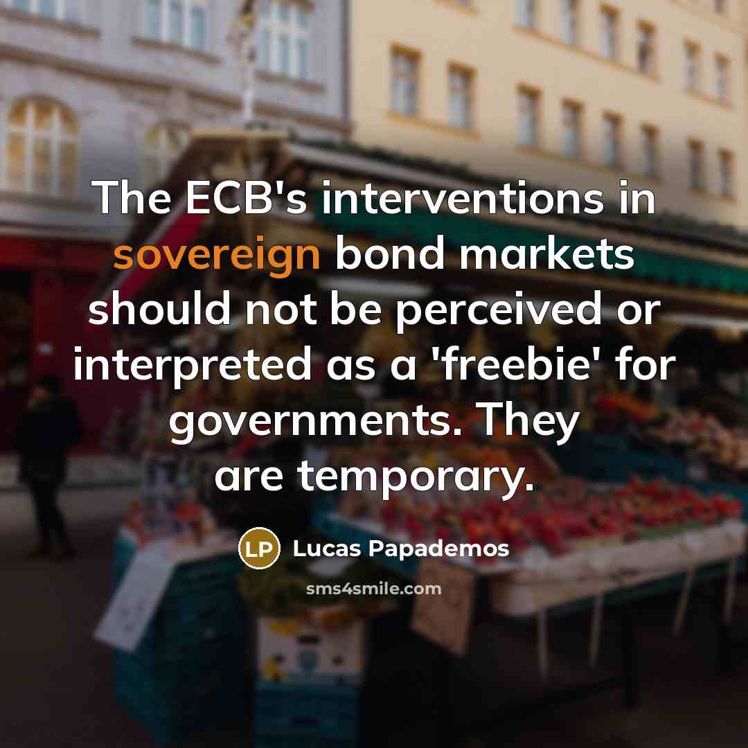 “The ECB's interventions in sovereign bond markets should not be…” quote by Lucas Papademos