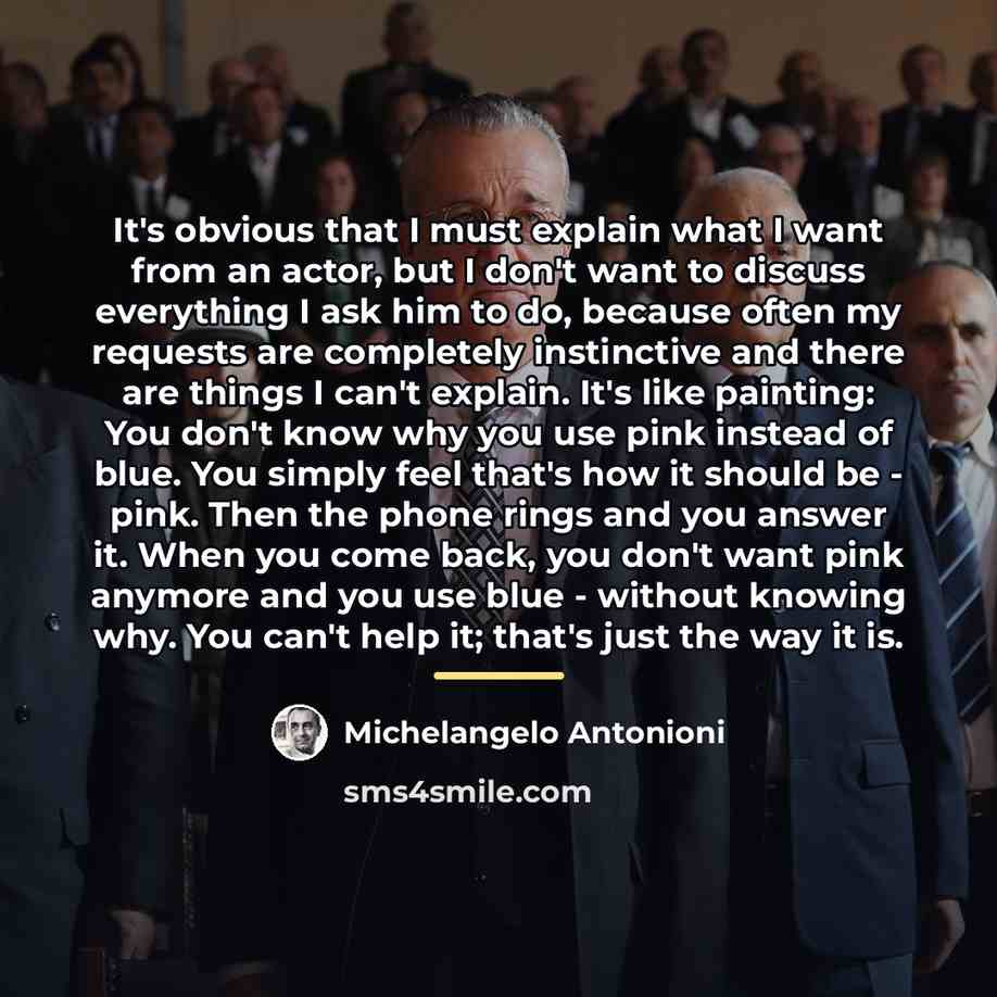 “It's obvious that I must explain what I want from…” quote by Michelangelo Antonioni