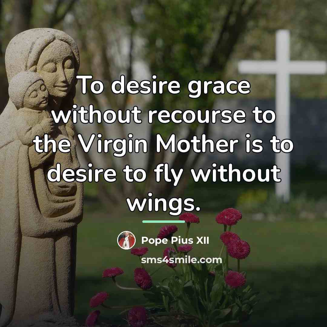 “To desire grace without recourse to the Virgin Mother is…” quote by Pope Pius XII