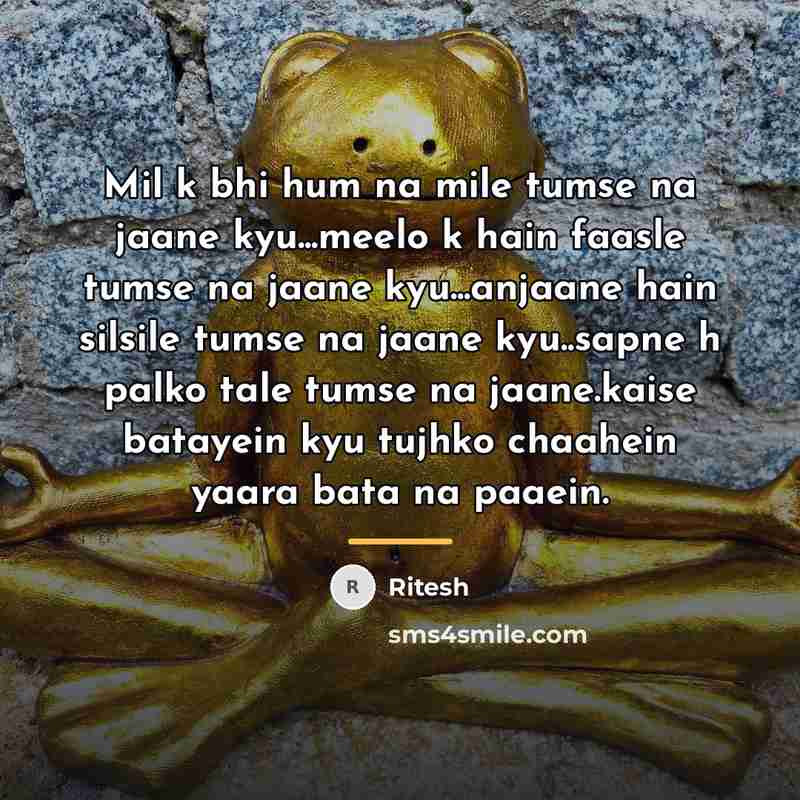 “Mil k bhi hum na mile tumse na jaane kyu...meelo…” quote by Ritesh