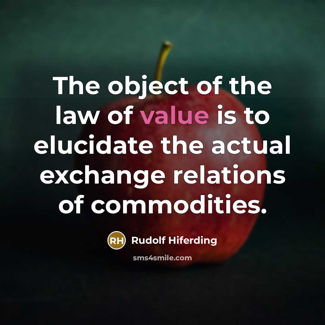 “The object of the law of value is to elucidate…” quote by Rudolf Hiferding