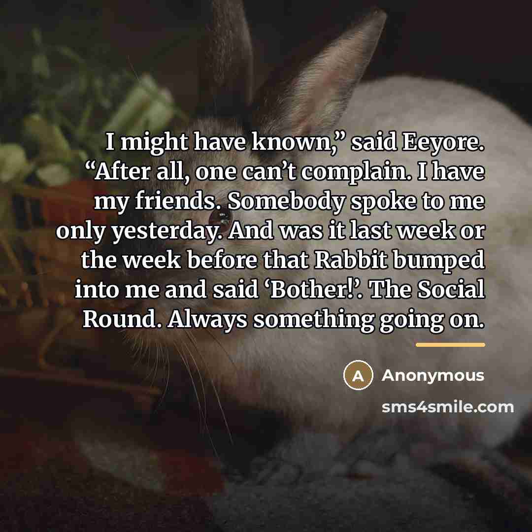“I might have known,” said Eeyore. “After all, one can’t…” quote by Anonymous