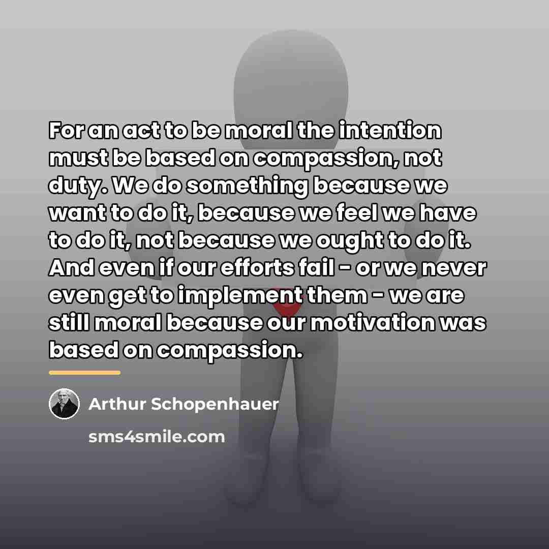 “For an act to be moral the intention must be…” quote by Arthur Schopenhauer