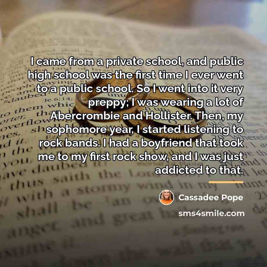 “I came from a private school, and public high school…” quote by Cassadee Pope