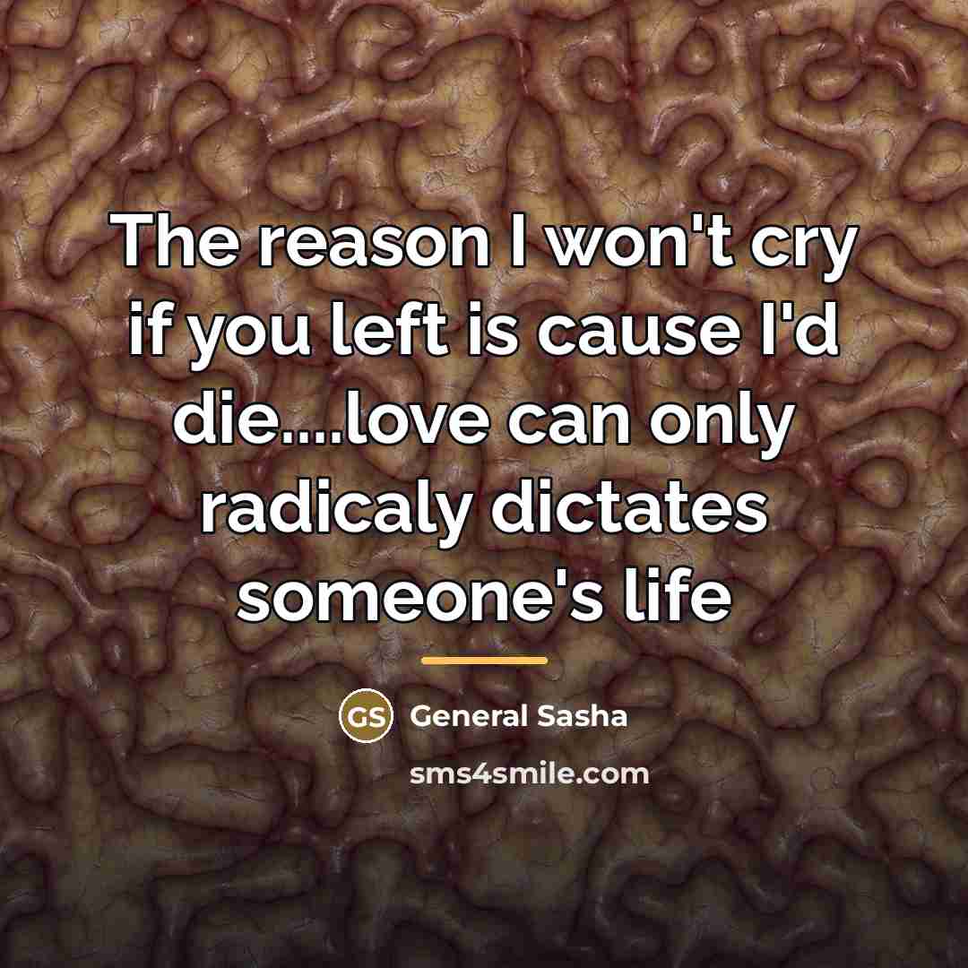 “The reason I won't cry if you left is cause…” quote by General Sasha