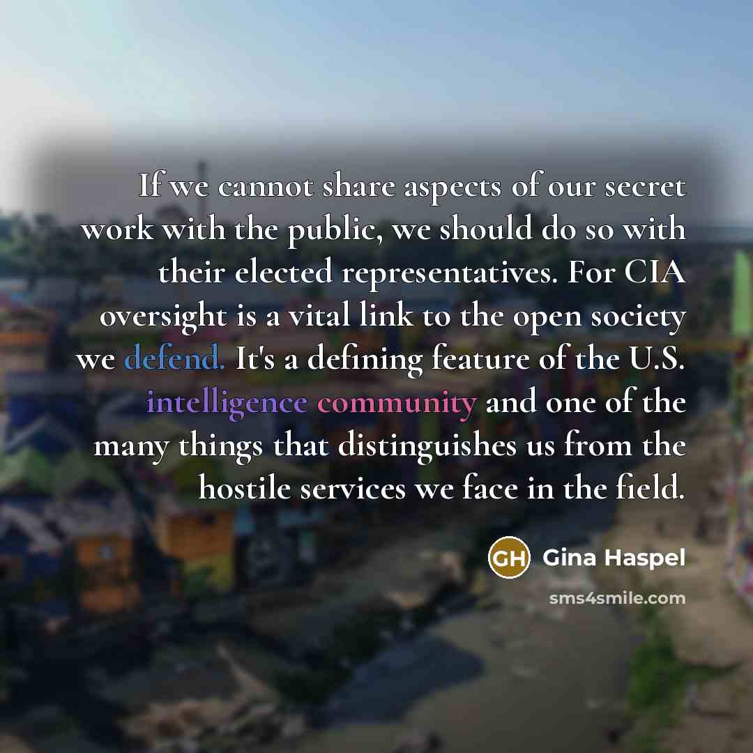 “If we cannot share aspects of our secret work with…” quote by Gina Haspel