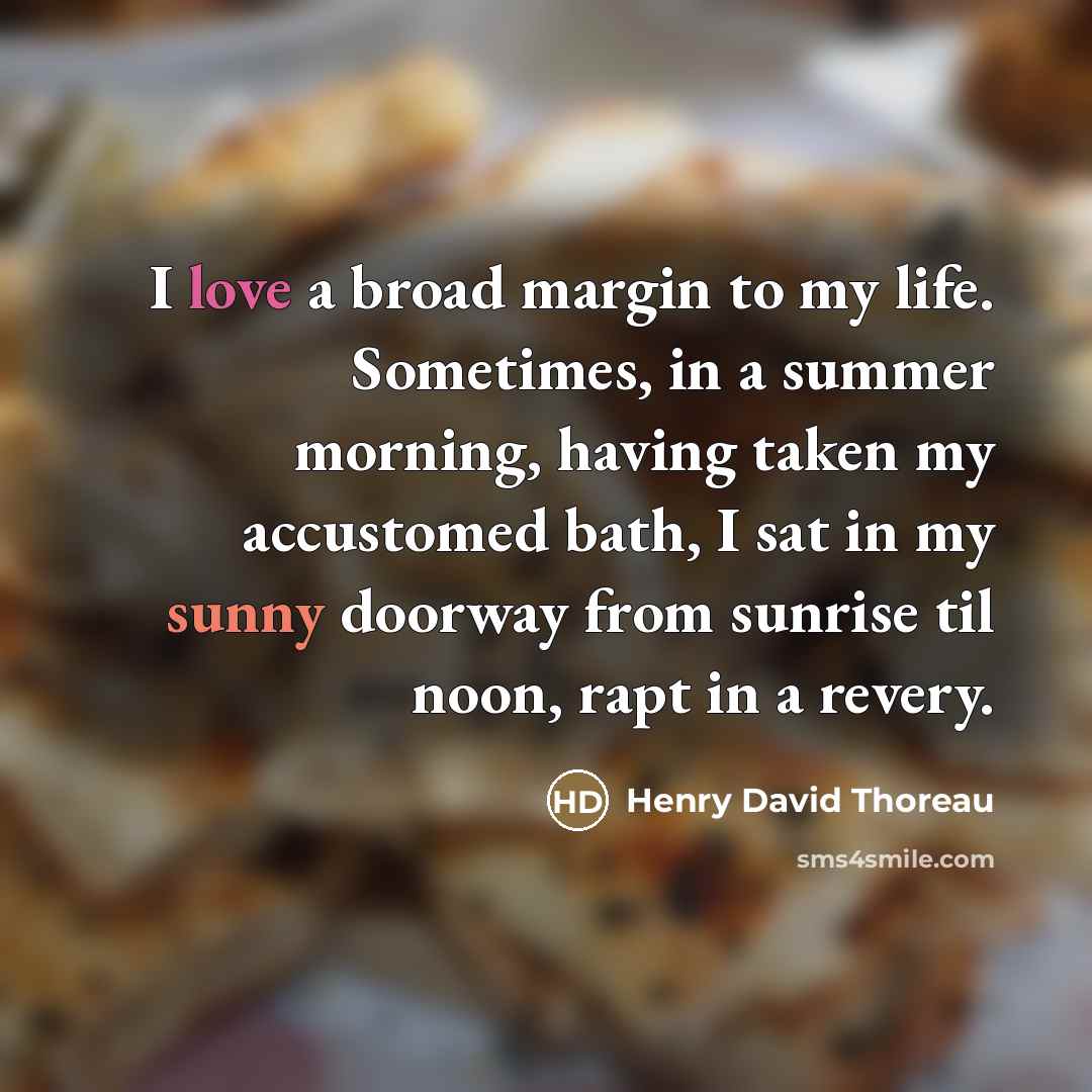 “I love a broad margin to my life. Sometimes, in…” quote by Henry David Thoreau