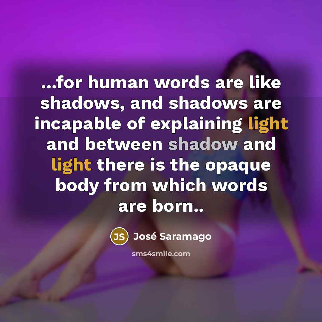 “...for human words are like shadows, and shadows are incapable…” quote by Jose Saramago