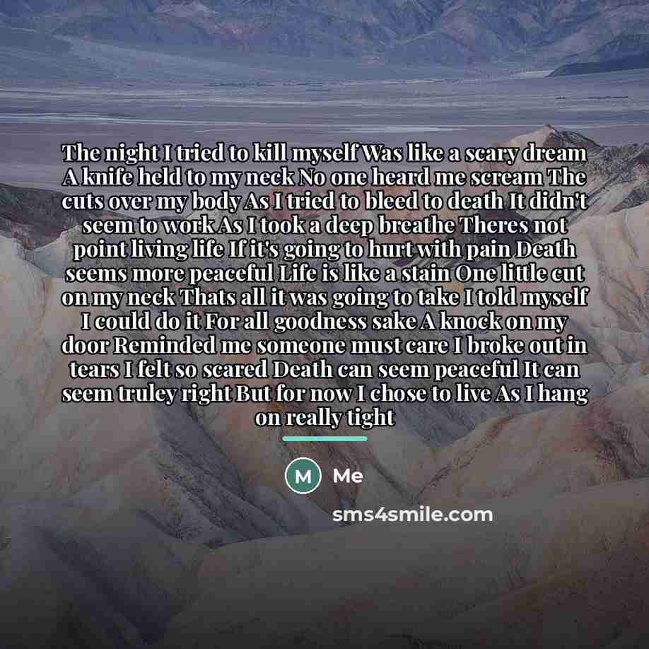 “The night I tried to kill myself Was like a…” quote by Me