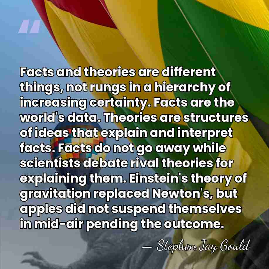 Facts and theories are different things, not rungs in a hierarchy of&hellip; - Stephen Jay Gould