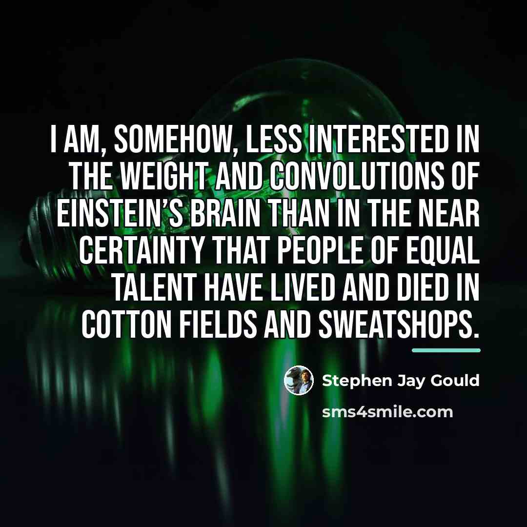 “I am, somehow, less interested in the weight and convolutions…” quote by Stephen Jay Gould