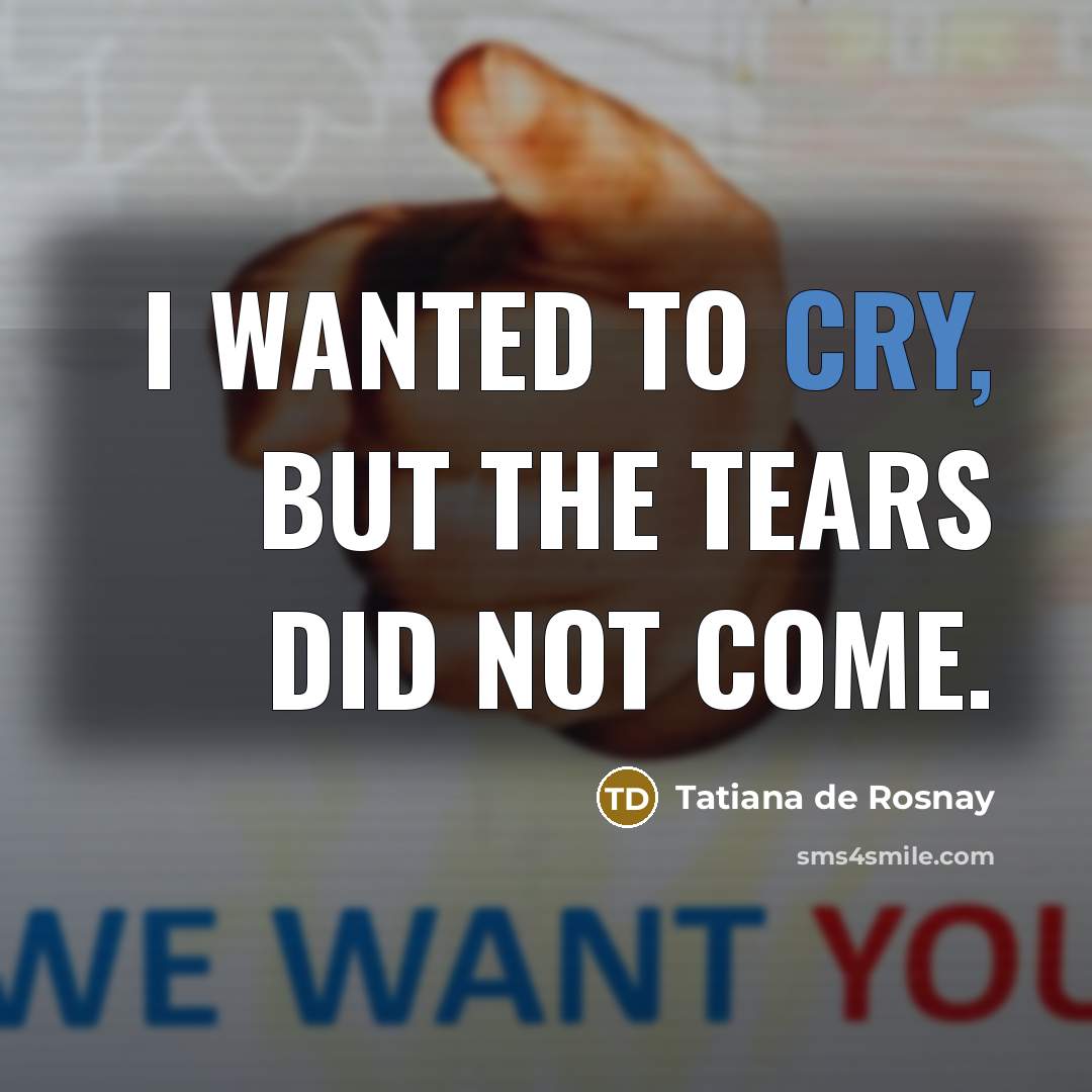“I wanted to cry, but the tears did not come.…” quote by Tatiana de Rosnay