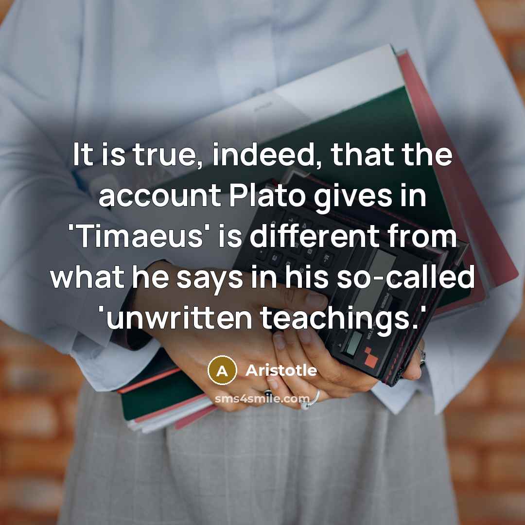 “It is true, indeed, that the account Plato gives in…” quote by Aristotle