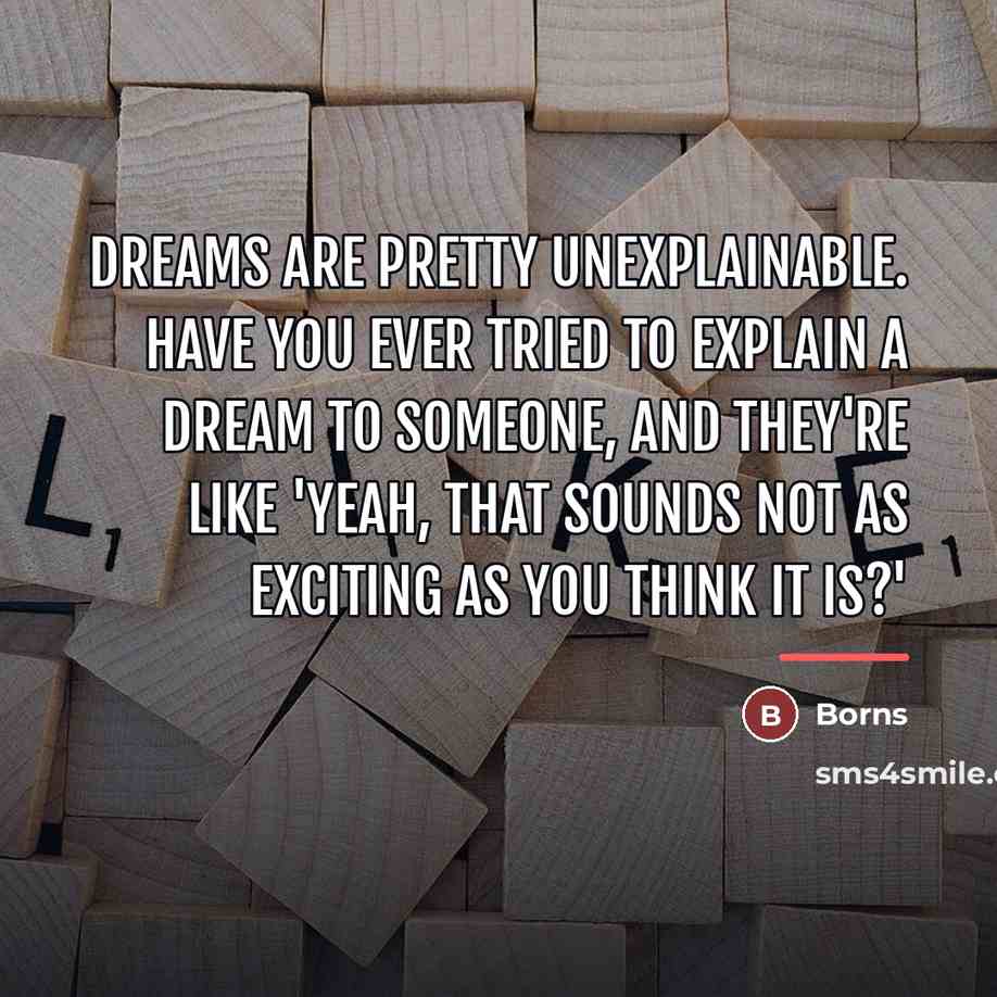 “Dreams are pretty unexplainable. Have you ever tried to explain…” quote by Borns