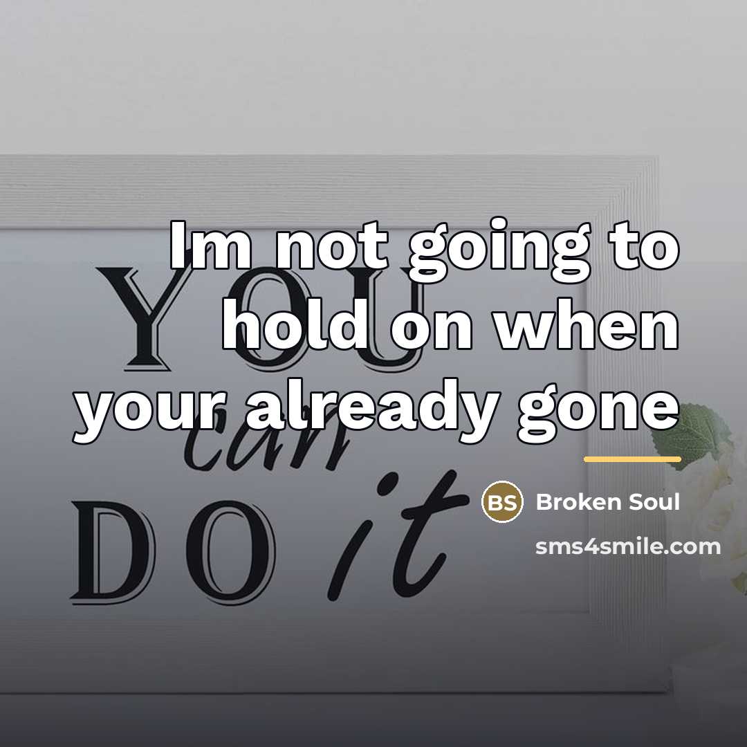 “Im not going to hold on when your already gone…” quote by Broken Soul