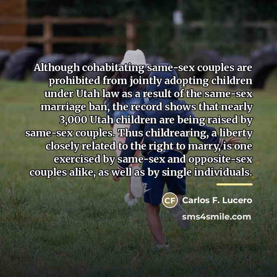 “Although cohabitating same-sex couples are prohibited from jointly adopting children…” quote by Carlos F. Lucero