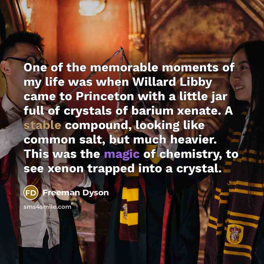 “One of the memorable moments of my life was when…” quote by Freeman Dyson