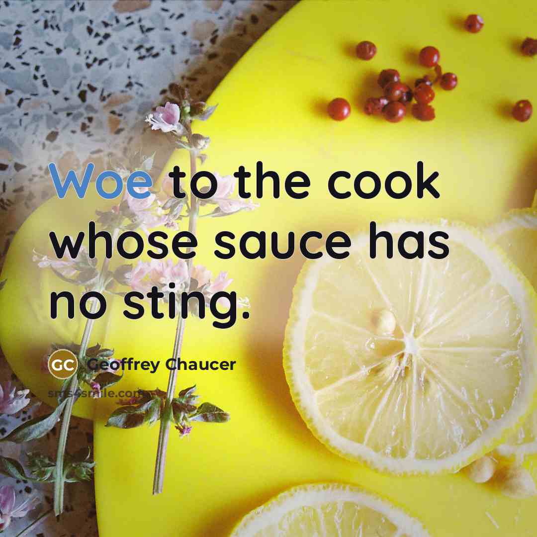 “Woe to the cook whose sauce has no sting.…” quote by Geoffrey Chaucer