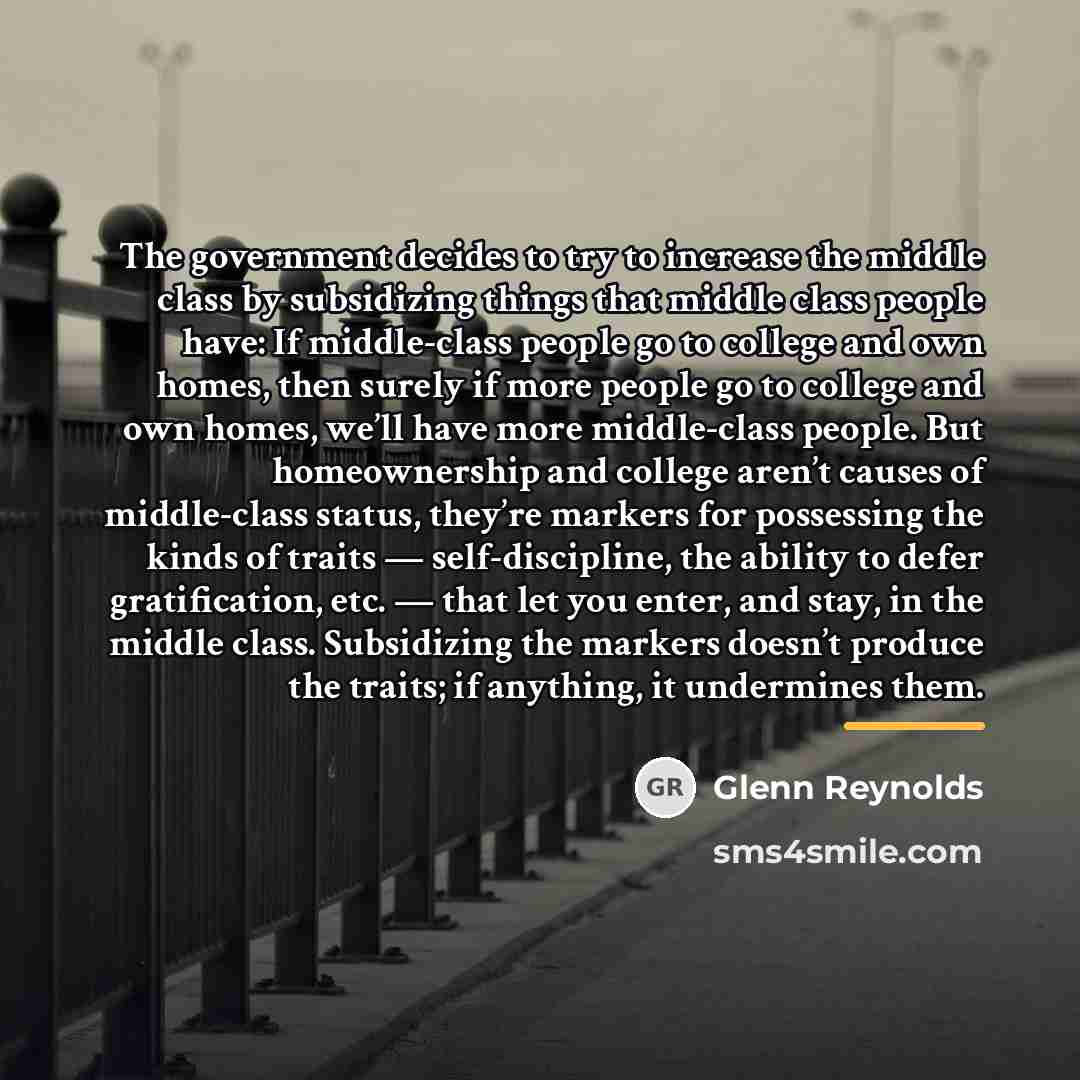 “The government decides to try to increase the middle class…” quote by Glenn Reynolds