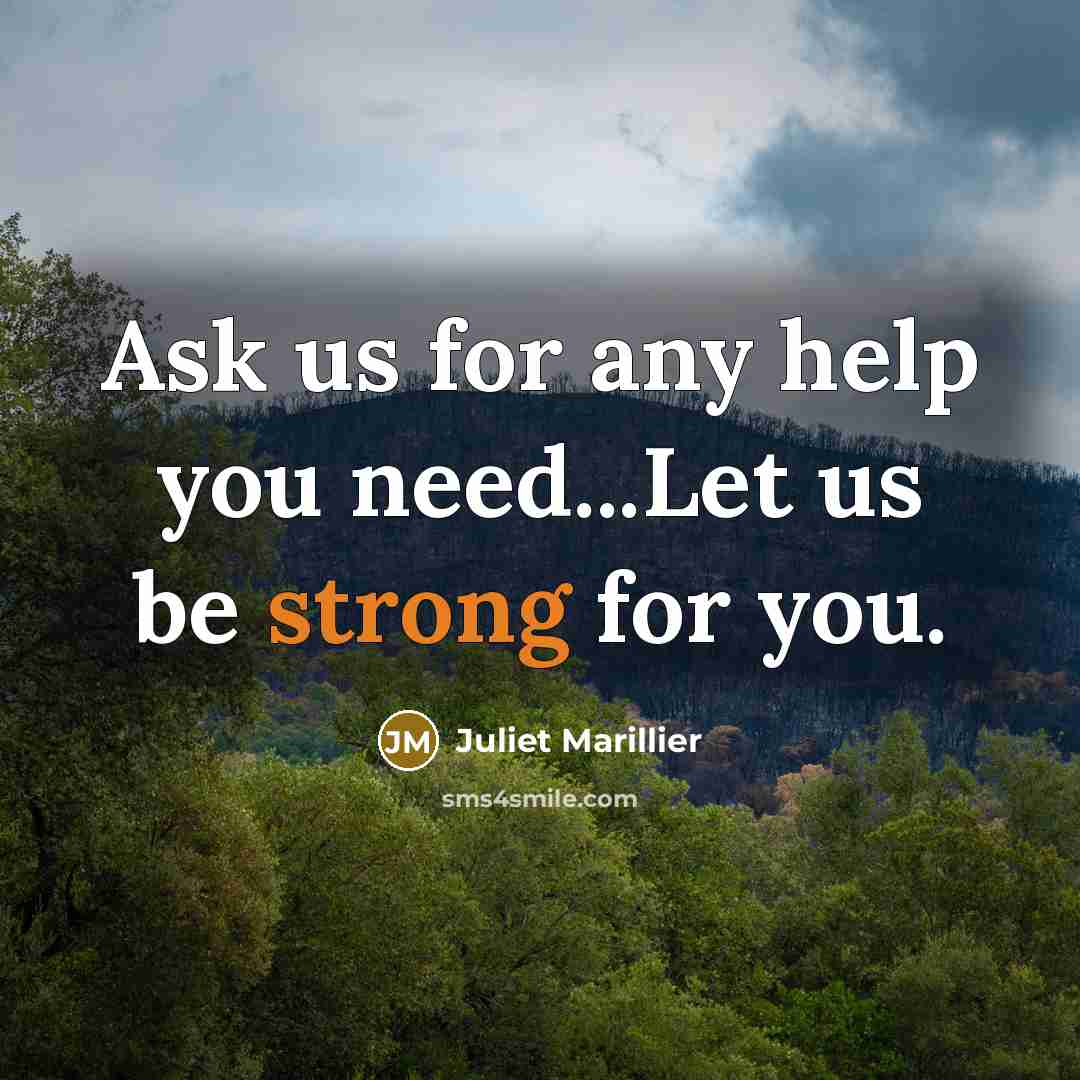 “Ask us for any help you need...Let us be strong…” quote by Juliet Marillier