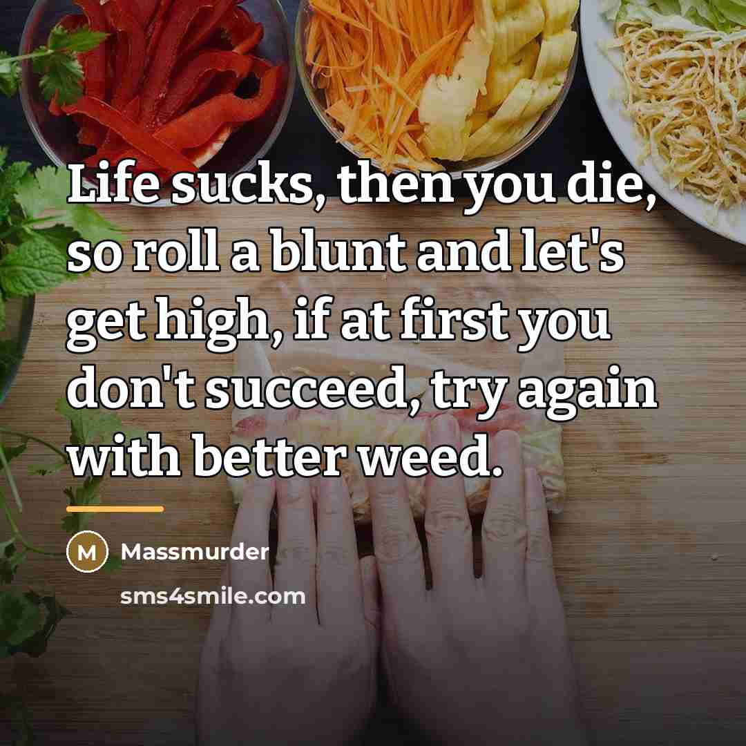 “Life sucks, then you die, so roll a blunt and…” quote by Massmurder