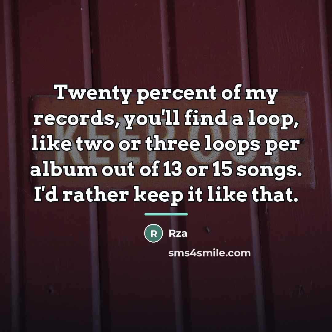 “Twenty percent of my records, you'll find a loop, like…” quote by Rza