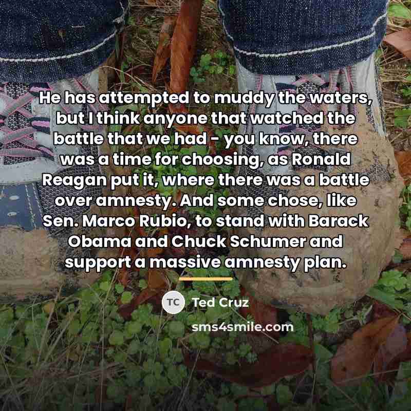 “He has attempted to muddy the waters, but I think…” quote by Ted Cruz