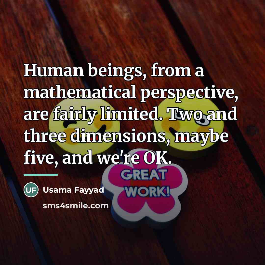 “Human beings, from a mathematical perspective, are fairly limited. Two…” quote by Usama Fayyad