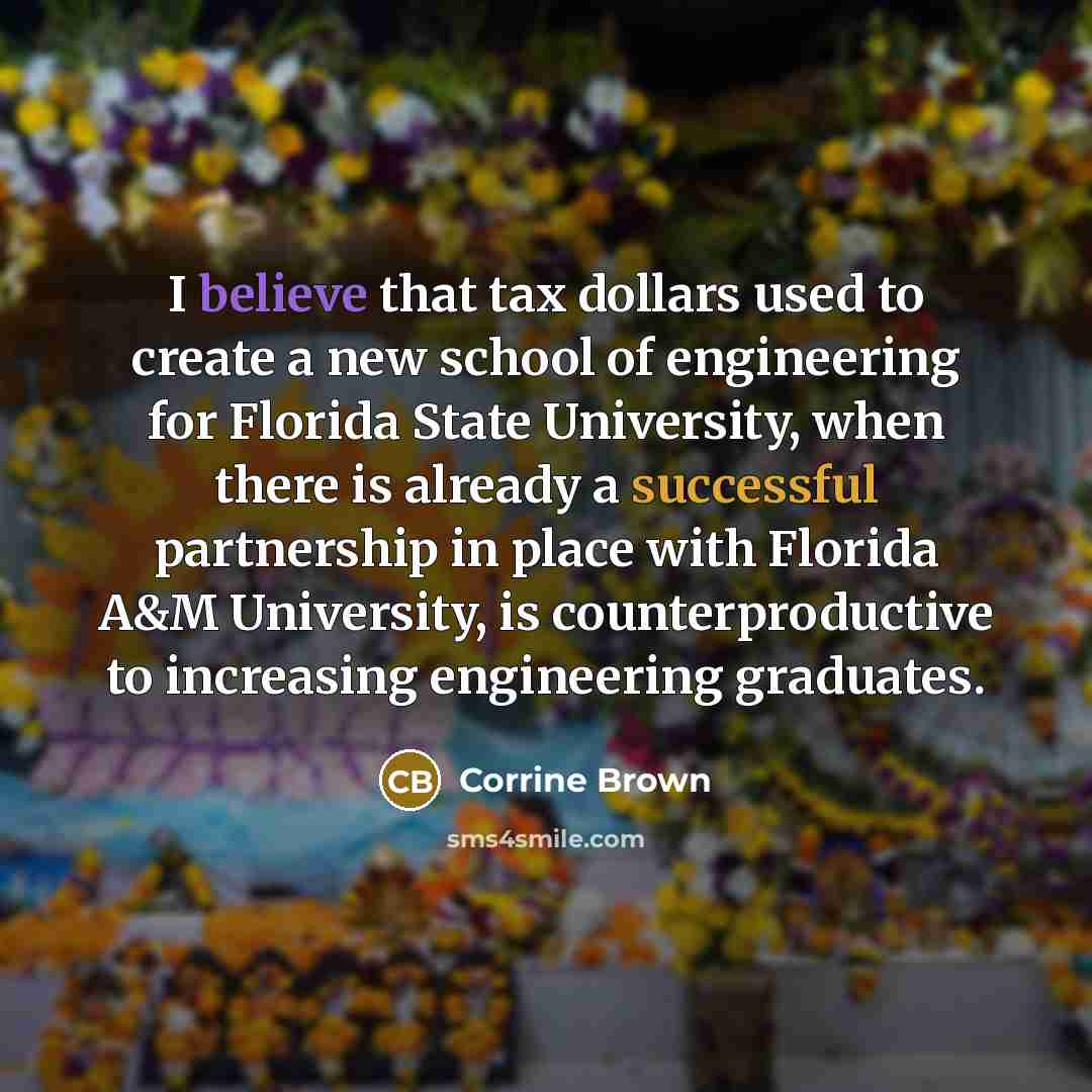 “I believe that tax dollars used to create a new…” quote by Corrine Brown